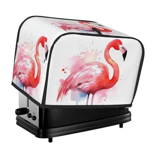 2 Scheiben Toaster-Abdeckung mit Taschen und Griff oben, kleine Brotbackmaschinen-Abdeckungen, Flamingo, Aquarell, Küche, kleine Geräte, waschbar, universelle Ofenabdeckungen von PPTHSNVB