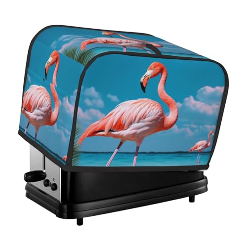 2 Scheiben Toaster-Abdeckung mit Taschen und Griff oben, kleine Brotbackmaschinen-Abdeckungen, Flamingo im Wasser, Küche, kleine Geräte, waschbar, universelle Ofenabdeckungen von PPTHSNVB