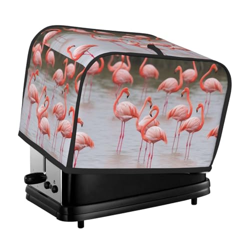 2 Scheiben Toaster-Abdeckung mit Taschen und Griff oben, kleine Brotbackmaschinen-Abdeckungen, Flamingos, Küche, kleine Geräte, waschbar, universelle Ofenabdeckungen von PPTHSNVB