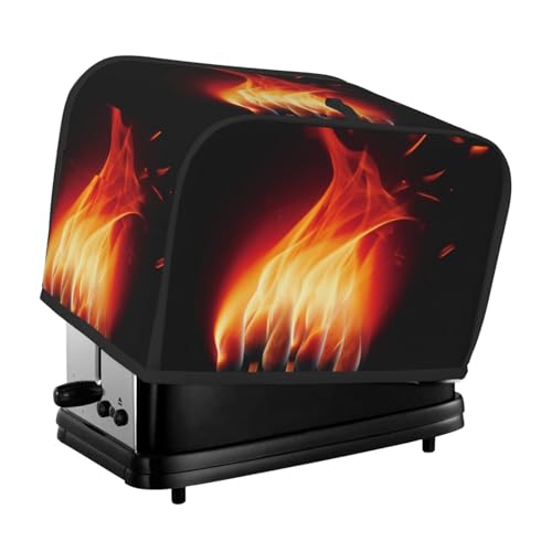 2 Scheiben Toaster-Abdeckung mit Taschen und Griff oben, kleine Brotbackmaschinen-Abdeckungen, Flammen passend für Küche, kleine Geräte, waschbar, universelle Ofenabdeckungen von PPTHSNVB