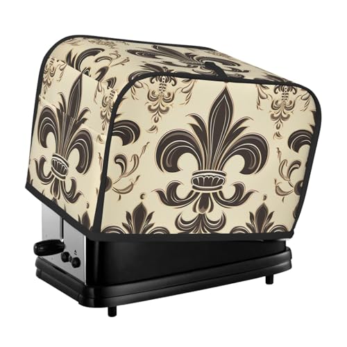 2 Scheiben Toaster-Abdeckung mit Taschen und Griff oben, kleine Brotbackmaschinen-Abdeckungen, Fleur-de-Lis und Mantelarme, Ritter, Küche, kleine Geräte, waschbar, universelle Ofenabdeckungen von PPTHSNVB
