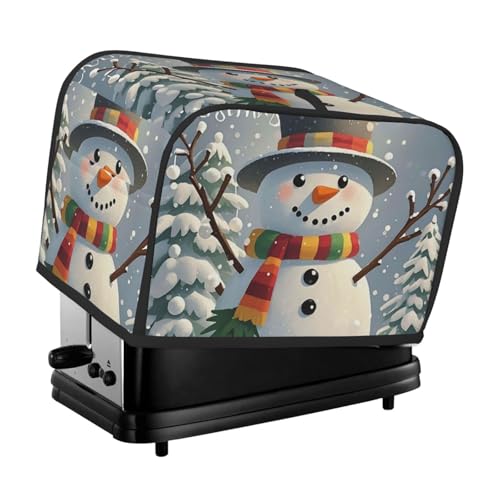 2 Scheiben Toaster-Abdeckung mit Taschen und Griff oben, kleine Brotbackmaschinen-Abdeckungen, Frohe Weihnachten, Schneemann, Küche, kleine Geräte, waschbar, universelle Ofenabdeckungen von PPTHSNVB
