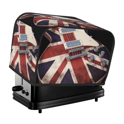 2 Scheiben Toaster-Abdeckung mit Taschen und Griff oben, kleine Brotbackmaschinen-Abdeckungen, Gitarre, britische Flagge, Küche, kleine Geräte, waschbar, universelle Ofenabdeckungen von PPTHSNVB