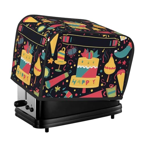 2 Scheiben Toaster-Abdeckung mit Taschen und Griff oben, kleine Brotbackmaschinen-Abdeckungen, Happy Birthday-Bilder, Küche, kleine Geräte, waschbar, universelle Ofenabdeckungen von PPTHSNVB