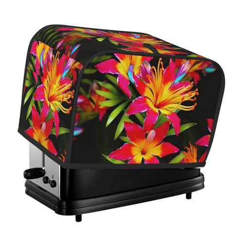 2 Scheiben Toaster-Abdeckung mit Taschen und Griff oben, kleine Brotbackmaschinen-Abdeckungen, Hawaii, bunte Blumen, Küche, kleine Geräte, waschbar, universelle Ofenabdeckungen von PPTHSNVB