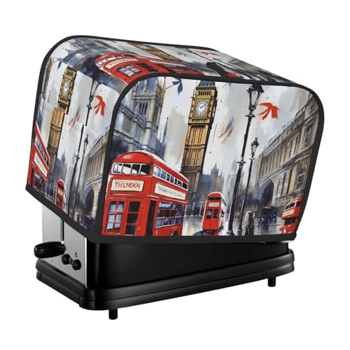 2 Scheiben Toaster-Abdeckung mit Taschen und Griff oben, kleine Brotbackmaschinen-Abdeckungen, London, Küche, kleine Geräte, waschbar, universelle Ofenabdeckungen von PPTHSNVB