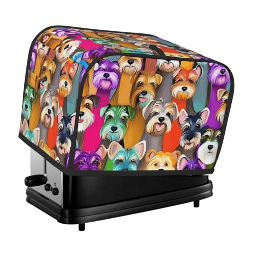 2 Scheiben Toaster-Abdeckung mit Taschen und Griff oben, kleine Brotbackmaschinen-Abdeckungen, Öl, niedliche Schnauzer-Hunde, Küche, kleine Geräte, waschbar, universelle Ofenabdeckungen von PPTHSNVB