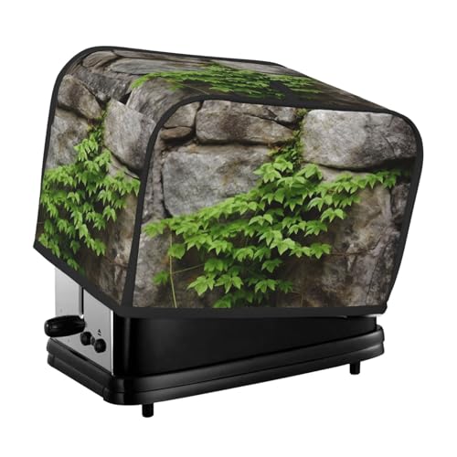 2 Scheiben Toaster-Abdeckung mit Taschen und Griff oben, kleine Brotbackmaschinen-Abdeckungen, Pflanze auf Steinwand, Küche, kleine Geräte, waschbar, universelle Ofenabdeckungen von PPTHSNVB