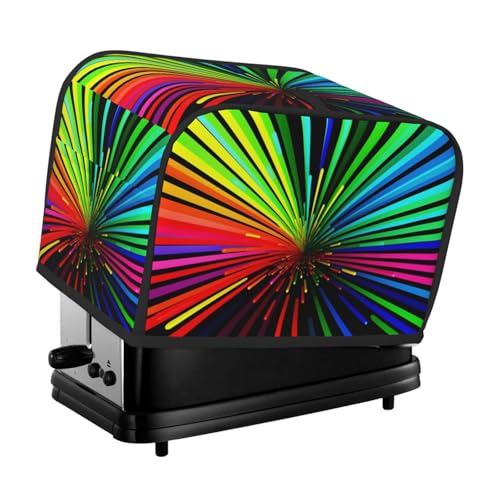 2 Scheiben Toaster-Abdeckung mit Taschen und Griff oben, kleine Brotbackmaschinen-Abdeckungen, Regenbogenfarben, Küche, kleine Geräte, waschbar, universelle Ofenabdeckungen von PPTHSNVB