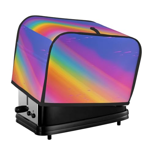 2 Scheiben Toaster-Abdeckung mit Taschen und Griff oben, kleine Brotbackmaschinen-Abdeckungen, Regenbogenfarben, ästhetisch, Küche, kleine Geräte, waschbar, universelle Ofenabdeckungen von PPTHSNVB