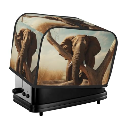 2 Scheiben Toaster-Abdeckung mit Taschen und Griff oben, kleine Brotbackmaschinen-Abdeckungen, Ruheelefant, Küche, kleine Geräte, waschbar, universelle Ofenabdeckungen von PPTHSNVB