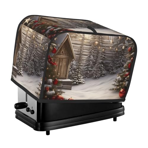 2 Scheiben Toaster-Abdeckung mit Taschen und Griff oben, kleine Brotbackmaschinen-Abdeckungen, Weihnachten, Holz, Küche, kleine Geräte, waschbar, universelle Ofenabdeckungen von PPTHSNVB