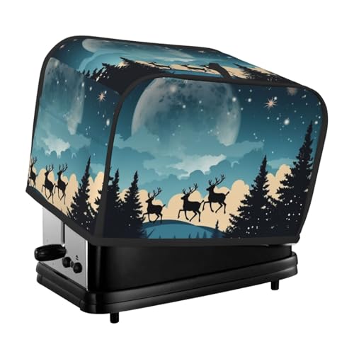 2 Scheiben Toaster-Abdeckung mit Taschen und Griff oben, kleine Brotbackmaschinen-Abdeckungen, Weihnachten, Winter, Küche, kleine Geräte, waschbar, universelle Ofenabdeckungen von PPTHSNVB