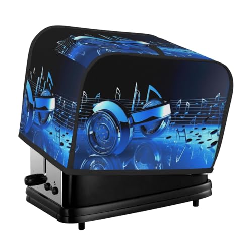 2 Scheiben Toaster-Abdeckung mit Taschen und Griff oben, kleine Brotbackmaschinen-Abdeckungen, blau, Musik, Küche, kleine Geräte, waschbar, universelle Ofenabdeckungen von PPTHSNVB