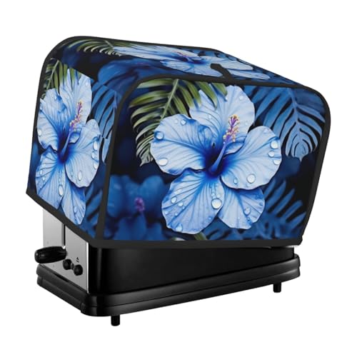 2 Scheiben Toaster-Abdeckung mit Taschen und Griff oben, kleine Brotbackmaschinen-Abdeckungen, blaue Blume, tropische Küche, kleine Geräte, waschbar, universelle Ofenabdeckungen von PPTHSNVB