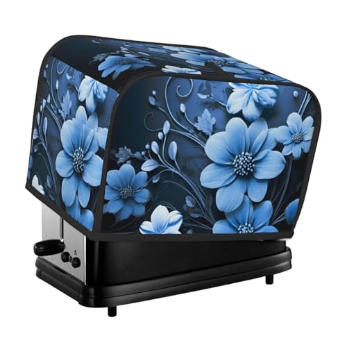 2 Scheiben Toaster-Abdeckung mit Taschen und Griff oben, kleine Brotbackmaschinen-Abdeckungen, blaue Blumen, Küche, kleine Geräte, waschbar, universelle Ofenabdeckungen von PPTHSNVB