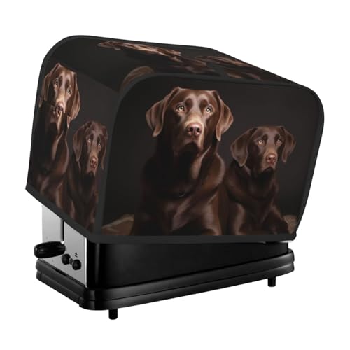 2 Scheiben Toaster-Abdeckung mit Taschen und Griff oben, kleine Brotbackmaschinen-Abdeckungen, braun, Labrador Retriever, Küche, kleine Geräte, waschbar, universelle Ofenabdeckungen von PPTHSNVB