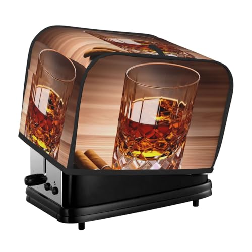 2 Scheiben Toaster-Abdeckung mit Taschen und Griff oben, kleine Brotbackmaschinen-Abdeckungen, braun, Likör in Tasse, Küche, kleine Geräte, waschbar, universelle Ofenabdeckungen von PPTHSNVB