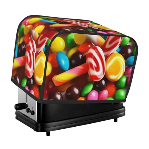 2 Scheiben Toaster-Abdeckung mit Taschen und Griff oben, kleine Brotbackmaschinen-Abdeckungen, bunt, Süßigkeiten, Küche, kleine Geräte, waschbar, universelle Ofenabdeckungen von PPTHSNVB