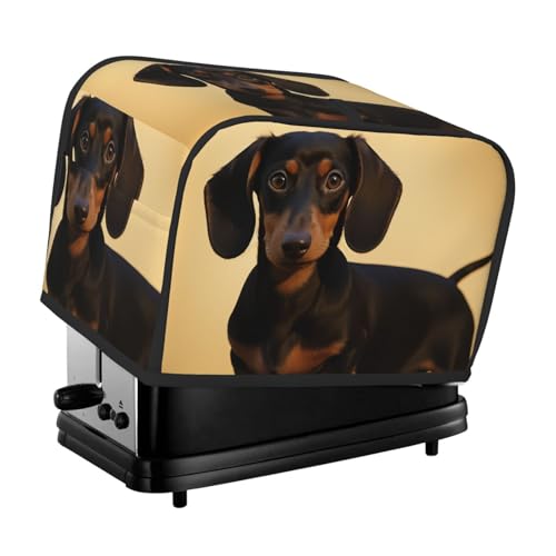 2 Scheiben Toaster-Abdeckung mit Taschen und Griff oben, kleine Brotbackmaschinen-Abdeckungen, ein niedlicher Dackel, Küche, kleine Geräte, waschbar, universelle Ofenabdeckungen von PPTHSNVB
