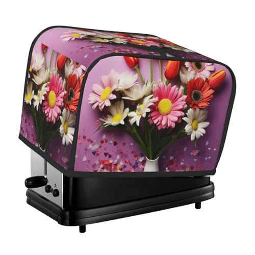 2 Scheiben Toaster-Abdeckung mit Taschen und Griff oben, kleine Brotbackmaschinen-Abdeckungen, frische Blumen, Küche, kleine Geräte, waschbar, universelle Ofenabdeckungen von PPTHSNVB