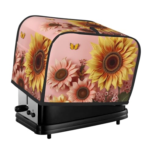 2 Scheiben Toaster-Abdeckung mit Taschen und Griff oben, kleine Brotbackmaschinen-Abdeckungen, große Sonnenblumen, Küche, kleine Geräte, waschbar, universelle Ofenabdeckungen von PPTHSNVB