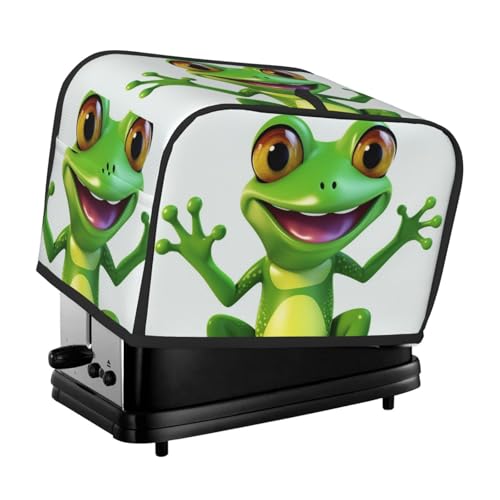 2 Scheiben Toaster-Abdeckung mit Taschen und Griff oben, kleine Brotbackmaschinen-Abdeckungen, grüner Frosch, Küche, kleine Geräte, waschbar, universelle Ofenabdeckungen von PPTHSNVB