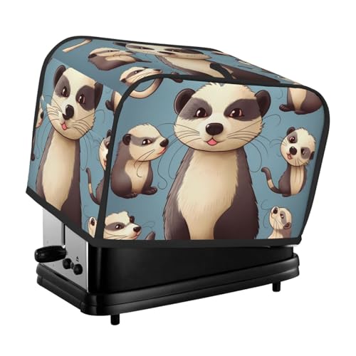 2 Scheiben Toaster-Abdeckung mit Taschen und Griff oben, kleine Brotbackmaschinen-Abdeckungen, haarige Frettchen, Küche, kleine Geräte, waschbar, universelle Ofenabdeckungen von PPTHSNVB