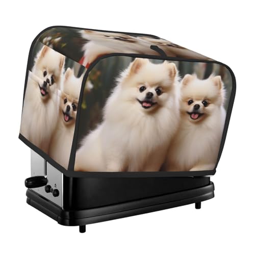 2 Scheiben Toaster-Abdeckung mit Taschen und Griff oben, kleine Brotbackmaschinen-Abdeckungen, kurzhaarige Zwergspitzhund, Küche, kleine Geräte, waschbar, universelle Ofenabdeckungen von PPTHSNVB