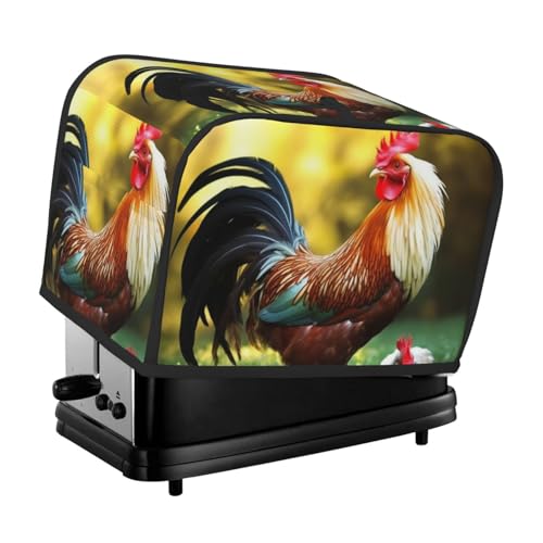 2 Scheiben Toaster-Abdeckung mit Taschen und Griff oben, kleine Brotbackmaschinen-Abdeckungen, lustiger Hahn, Küche, kleine Geräte, waschbar, universelle Ofenabdeckungen von PPTHSNVB
