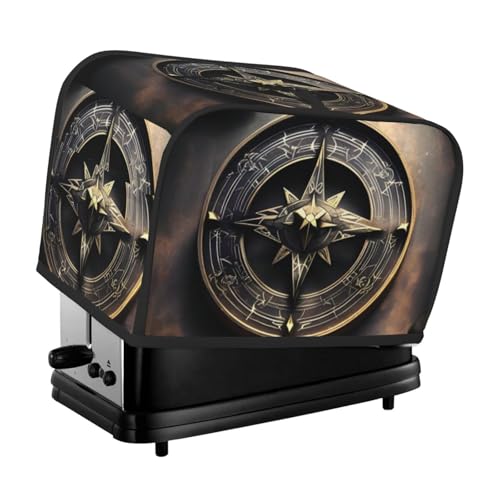 2 Scheiben Toaster-Abdeckung mit Taschen und Griff oben, kleine Brotbackmaschinen-Abdeckungen, magisches Design, nordische Runen, Kompass, Küche, kleine Geräte, waschbar, universelle Ofenabdeckungen von PPTHSNVB