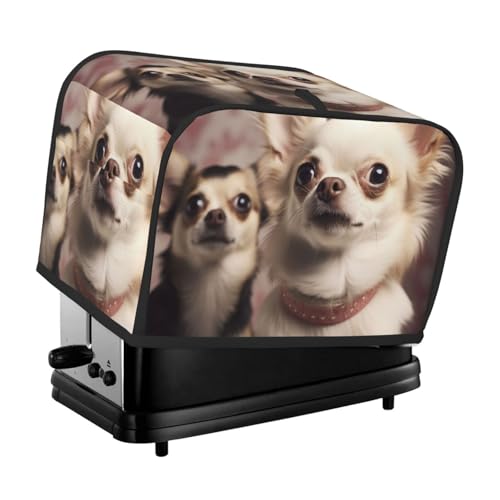 2 Scheiben Toaster-Abdeckung mit Taschen und Griff oben, kleine Brotbackmaschinen-Abdeckungen, niedlich, Chihuahua, Küche, kleine Geräte, waschbar, universelle Ofenabdeckungen von PPTHSNVB