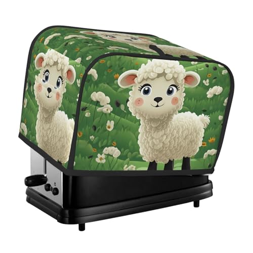 2 Scheiben Toaster-Abdeckung mit Taschen und Griff oben, kleine Brotbackmaschinen-Abdeckungen, niedliche Cartoon-Schafe, Küche, kleine Geräte, waschbar, universelle Ofenabdeckungen von PPTHSNVB