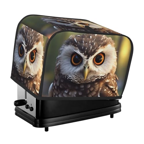 2 Scheiben Toaster-Abdeckung mit Taschen und Griff oben, kleine Brotbackmaschinen-Abdeckungen, niedliche Eule, Küche, kleine Geräte, waschbar, universelle Ofenabdeckungen von PPTHSNVB