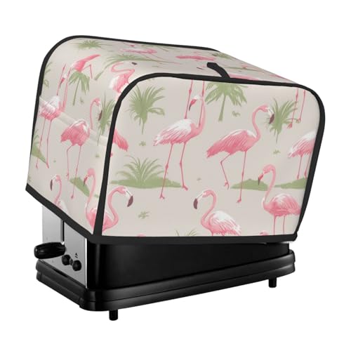 2 Scheiben Toaster-Abdeckung mit Taschen und Griff oben, kleine Brotbackmaschinen-Abdeckungen, niedliche Flamingos, Küche, kleine Geräte, waschbar, universelle Ofenabdeckungen von PPTHSNVB