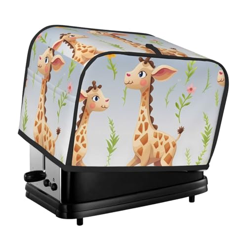 2 Scheiben Toaster-Abdeckung mit Taschen und Griff oben, kleine Brotbackmaschinen-Abdeckungen, niedliche Giraffe, Küche, kleine Geräte, waschbar, universelle Ofenabdeckungen von PPTHSNVB
