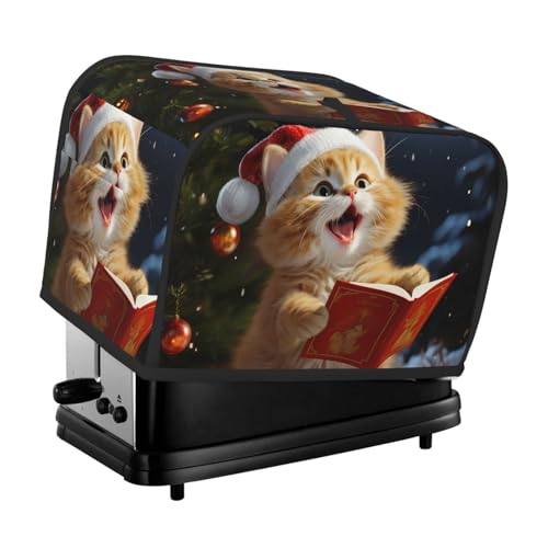 2 Scheiben Toaster-Abdeckung mit Taschen und Griff oben, kleine Brotbackmaschinen-Abdeckungen, niedliche Katze, singende Weihnachtslieder, Küche, kleine Geräte, waschbar, universelle Ofenabdeckungen 2 Scheiben Toaster-Abdeckung mit Taschen und Griff oben, kleine Brotbackmaschinen-Abdeckungen, niedliche Katze, singende Weihnachtslieder, Küche, kleine Geräte, waschbar, universelle Ofenabdeckungen von PPTHSNVB