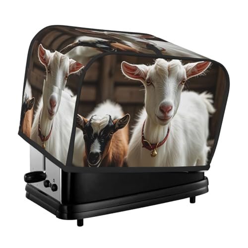 2 Scheiben Toaster-Abdeckung mit Taschen und Griff oben, kleine Brotbackmaschinen-Abdeckungen, niedliche Ziege, Küche, kleine Geräte, waschbar, universelle Ofenabdeckungen von PPTHSNVB