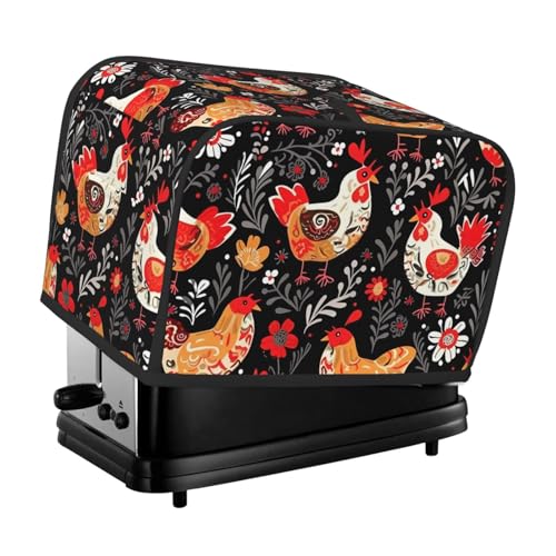 2 Scheiben Toaster-Abdeckung mit Taschen und Griff oben, kleine Brotbackmaschinen-Abdeckungen, niedlicher Hahn Hühner, Küche, kleine Geräte, waschbar, universelle Ofenabdeckungen von PPTHSNVB