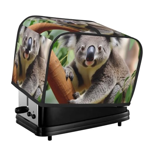 2 Scheiben Toaster-Abdeckung mit Taschen und Griff oben, kleine Brotbackmaschinen-Abdeckungen, niedlicher Koala-Küchen-Kleingeräte, waschbar, universelle Ofenabdeckungen von PPTHSNVB