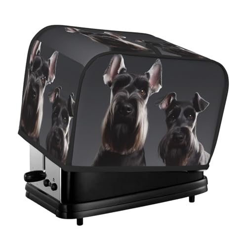2 Scheiben Toaster-Abdeckung mit Taschen und Griff oben, kleine Brotbackmaschinen-Abdeckungen, niedlicher Schnauzer, Hund, Küche, kleine Geräte, waschbar, universelle Ofenabdeckungen von PPTHSNVB