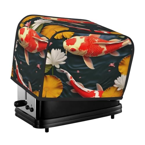 2 Scheiben Toaster-Abdeckung mit Taschen und Griff oben, kleine Brotbackmaschinen-Abdeckungen, rote Karpfen, Fisch, Küche, kleine Geräte, waschbar, universelle Ofenabdeckungen von PPTHSNVB