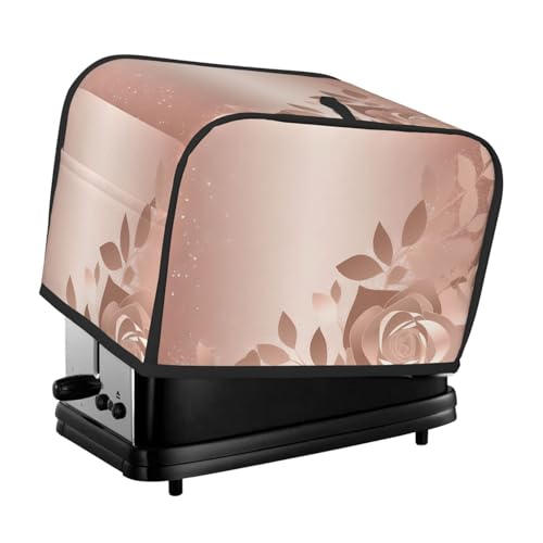 2 Scheiben Toaster-Abdeckung mit Taschen und Griff oben, kleine Brotbackmaschinen-Abdeckungen, rotgoldene Tapete, Küche, kleine Geräte, waschbar, universelle Ofenabdeckungen von PPTHSNVB