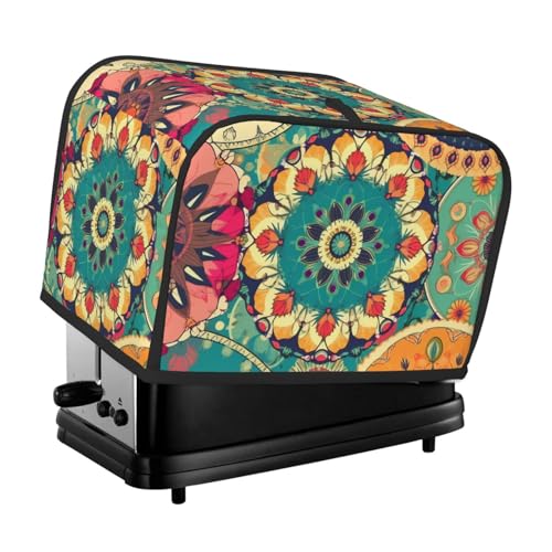 2 Scheiben Toaster-Abdeckung mit Taschen und Griff oben, kleine Brotbackmaschinen-Abdeckungen, runde Blume, Küche, kleine Geräte, waschbar, universelle Ofenabdeckungen von PPTHSNVB