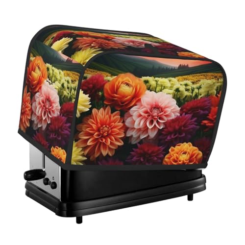 2 Scheiben Toaster-Abdeckung mit Taschen und Griff oben, kleine Brotbackmaschinen-Abdeckungen, schöne Blumen, Küche, kleine Geräte, waschbar, universelle Ofenabdeckungen von PPTHSNVB