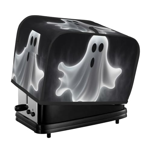 2 Scheiben Toaster-Abdeckung mit Taschen und Griff oben, kleine Brotbackmaschinen-Abdeckungen, schwarz und Halloween-Geist, Küche, kleine Geräte, waschbar, universelle Ofenabdeckungen von PPTHSNVB