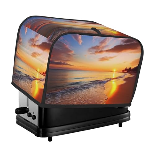 2 Scheiben Toaster-Abdeckung mit Taschen und Griff oben, kleine Brotbackmaschinen-Abdeckungen, tropischer Sonnenaufgang am Strand, Küche, kleine Geräte, waschbar, universelle Ofenabdeckungen von PPTHSNVB