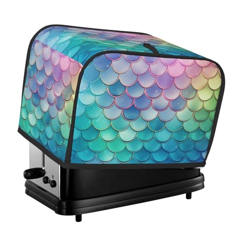 2-Scheiben-Toaster-Abdeckung mit Taschen und Griff oben, kleine Brotbackmaschinen-Abdeckungen, verträumter Farbverlauf, Meerjungfrauen-Waage, Küche, kleine Geräte, waschbar, universelle von PPTHSNVB