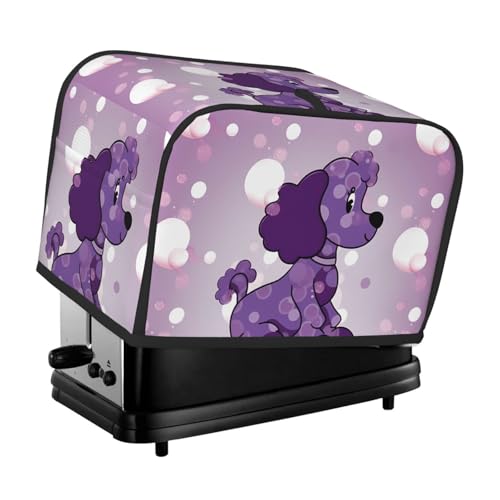 2 Scheiben Toaster-Abdeckung mit Taschen und Griff oben, kleine Brotbackmaschinen-Abdeckungen, violett, Pudel, gepunktet, Küche, kleine Geräte, waschbar, universelle Ofenabdeckungen von PPTHSNVB