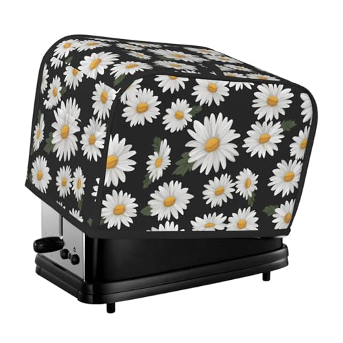 2 Scheiben Toaster-Abdeckung mit Taschen und Griff oben, kleine Brotbackmaschinen-Abdeckungen, weiße Gänseblümchen, Küche, kleine Geräte, waschbar, universelle Ofenabdeckungen von PPTHSNVB